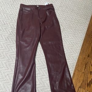 ANNE TAYLOR BERGUNDY LEATHER PANTS